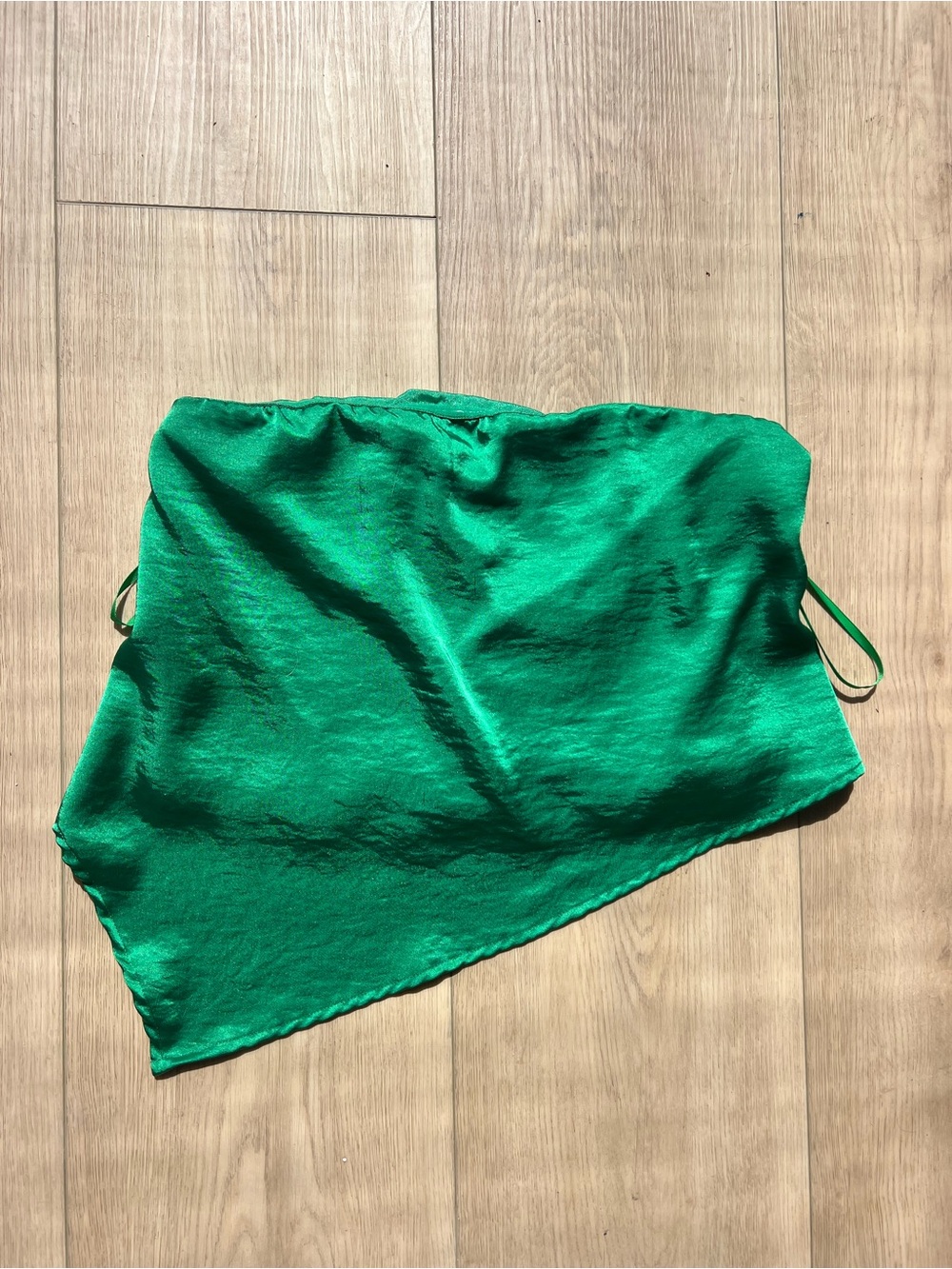 superdown Emerald Satin Strapless Top with Zip Detail